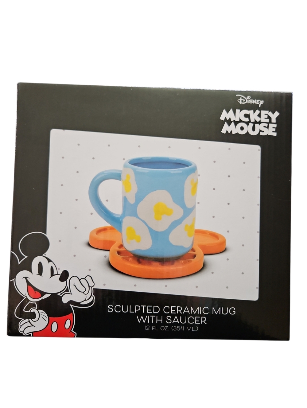 Disney Mickey Mouse Sculpted Ceramic Mug with Saucer 12oz Breakfast Set - Picture 2 of 3